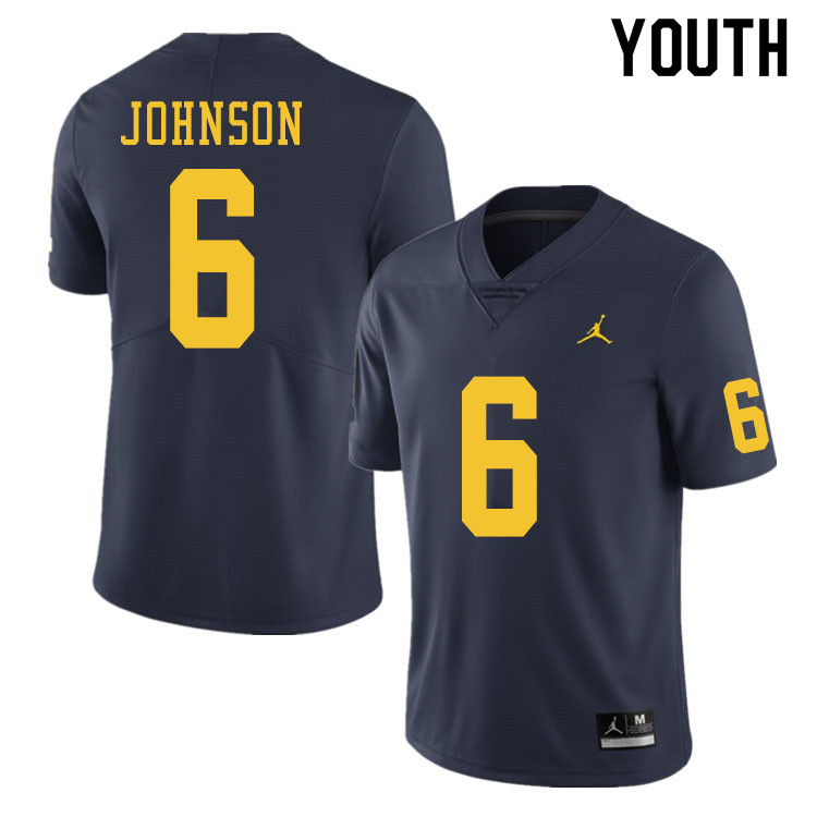 Youth #6 Cornelius Johnson Michigan Wolverines College Football Jerseys Sale-Navy